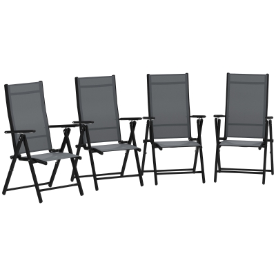 Outsunny Set 4 Sedie da Giardino Pieghevoli con Braccioli Grigio