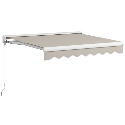 Outsunny Auvent Rétractable 250x200cm Aluminium Crème Portable