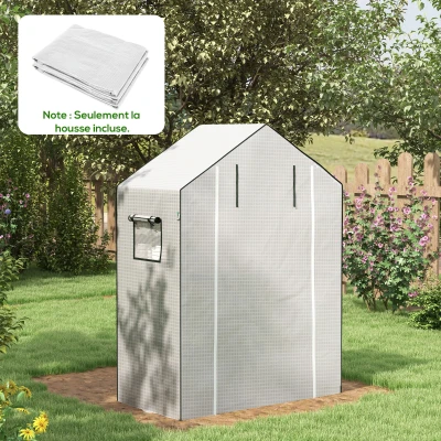 Outsunny Bâche Serre Jardin 140x73x190cm Anti-UV Blanc