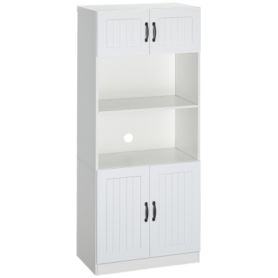 HOMCOM Küchenschrank Küchenbüffet Schrank, Landhausstil, 2 Schränke, 2 Regale,  70 cm x 40 cm x 170 cm Weiß + Schwarz