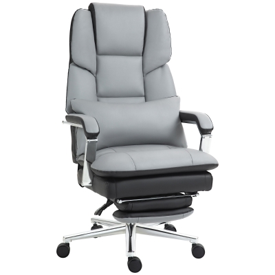 HOMCOM Bürostuhl, ergonomisch, verstellbar, 63x71x123-129cm, Hellgrau/Schwarz
