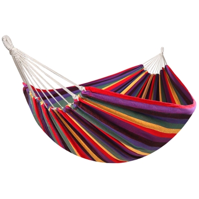 Outsunny Hängematte Outdoor Baumwolle mit Tragetasche Belastbarkeit bis 120 kg modern 290 x 150 cm Mehrfarbig