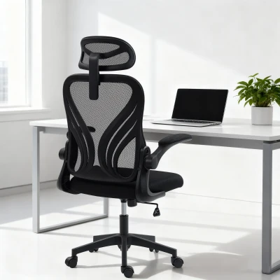 HOMCOM Sedia da Ufficio Ergonomica con Braccioli Ribaltabili