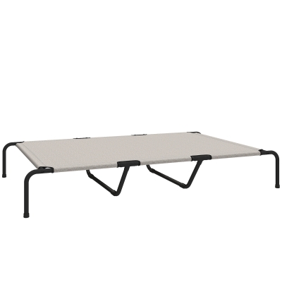 PawHut Cama Exterior para Cão, Cama Elevada para Cães Grandes, com Estrutura de Aço, Tecido de Malha Respirável, 152x94x23 cm, Bege