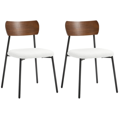 HOMCOM Conjunto de 2 cadeiras de sala de jantar com assento efeito bouclê, encosto curvo efeito madeira, interior, creme