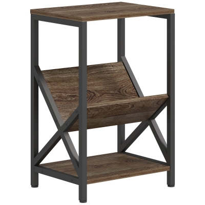HOMCOM Narrow Side Table 3-Tier Storage Oak 40x30x61cm