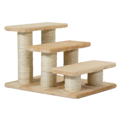 PawHut Escada para Animais 3 Degraus 34 cm de Altura Escada Dobrável para Gatos e Cães Rampa de Acesso para Cama e Sofá Creme