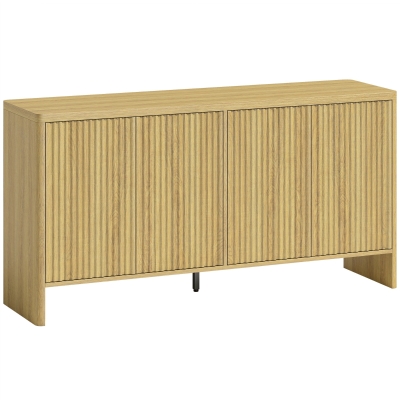 HOMCOM Buffet Chêne 4 Portes Rainurées, 147x40x77cm, Salon