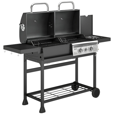 Outsunny Dual Fuel BBQ Grill Black