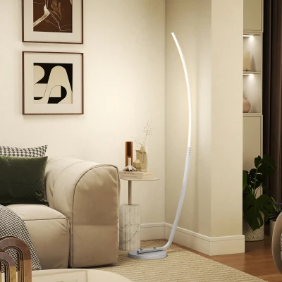 HOMCOM Candeeiro LED com 3 níveis de luminosidade ajustáveis, candeeiro de pé moderno com interruptor de pé, prateado