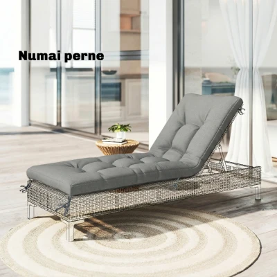 Pernă pentru Șezlong cu Curele, 198x65x13 cm, Gri Deschis