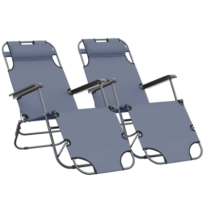 Outsunny Chaises Longues Pliantes Relax Jardin Lot de 2