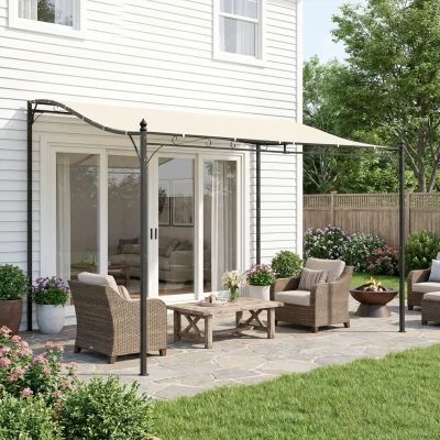 Outsunny Gazebo Pergola 3x3m Giardino o Terrazzo con Tenda Crema