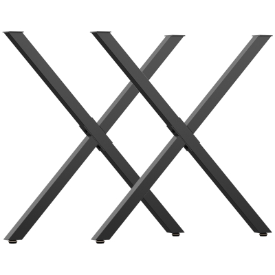 HOMCOM Jogo de 2 Pés de Mesa em Forma de Cruz 70x72 cm Design Industrial para Mesa de Centro Mesa de Cabeceira Preto