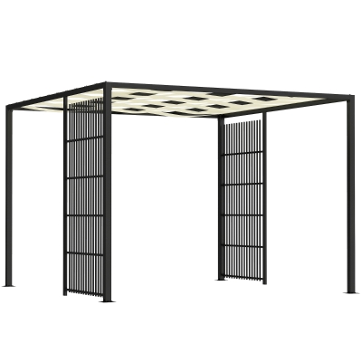 Outsunny Pergola da Esterno con Schermi Laterali per Privacy Nero