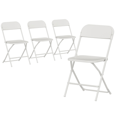 HOMCOM Set 4 Sedie Pieghevoli 45x49x79.5 cm Bianco