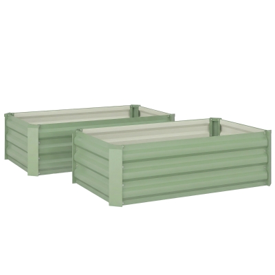 Outsunny Set of 2 Steel Planter Boxes Light Green 100x60cm