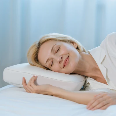 HOMCOM Almohada Viscoelástica 81x40 cm de Espuma Viscoelástica con Diseño Ergonómico para Dormir de Lado y Boca Arriba Crema