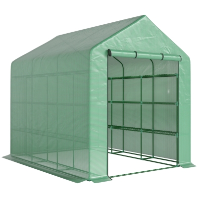 Outsunny Serre Jardin 3 Niveaux Acier Vert 244x180x210cm
