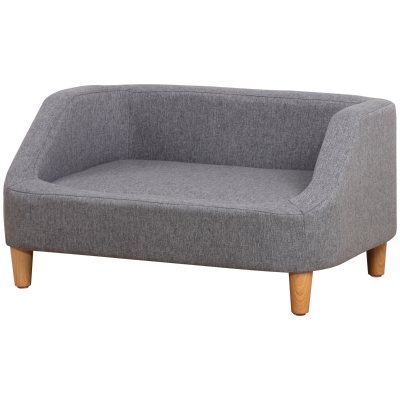 PawHut Sofá para cachorro cama para cão animal de estimação estilo escandinavo pés em madeira revestimento em tecido capa removível 75 x 55 x 39 cm - cinza