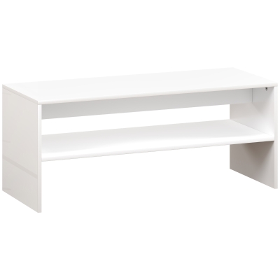 HOMCOM Mesa de Centro Mesa Auxiliar con Compartimento Abierto Mesa de Café 100x40x41,5 cm Blanco Brillante
