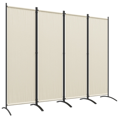 Outsunny Paravent 4 Panneaux 221x172cm Polyester Crème