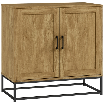 HOMCOM Buffet Bois Naturel 2 Portes avec Étagère Réglable