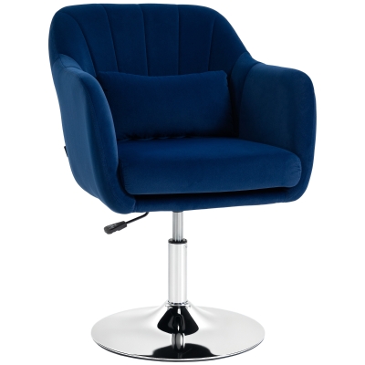 HOMCOM Velvet Swivel Tub Chair Steel Frame Cushion Dark Blue