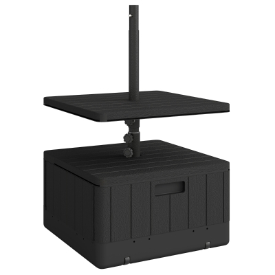 Outsunny Pied de Parasol Carré HDPE à Roues Noir 53x53x45 cm