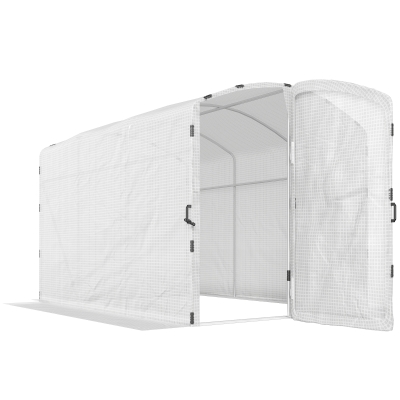 Outsunny Serre Tunnel 6m² PE Blanc 300x200x195cm avec Porte