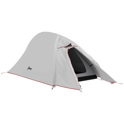 Outsunny Tenda da Campeggio a 2 Livelli Grigio Chiaro con Borsa