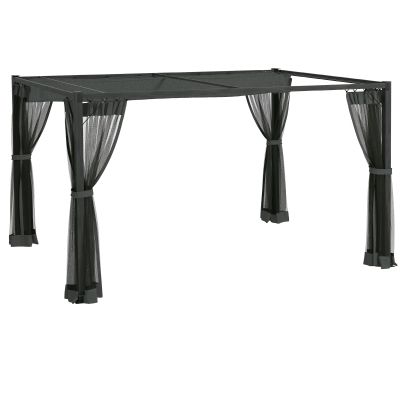 Outsunny Pergola con Tende e Tetto Retrattile in Alluminio Grigio