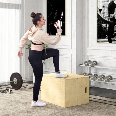 Aosom Box Jump 3-en-1 Bois 61x51x76cm Musculation Fitness