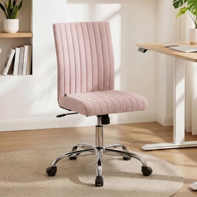 HOMCOM Chaise Bureau Pivotante Hauteur Réglable 43x56x99cm Rose