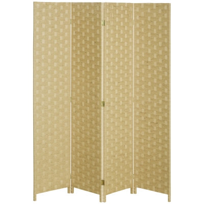 HOMCOM Paravent 4-teilig 159,5x169,5cm Raumteiler aus Wellenfaser für Wohnzimmer Braun