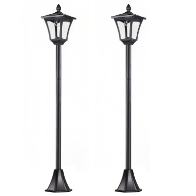 Outsunny Set da 2 Lampioni Solari da Giardino 18x18x160cm Nero