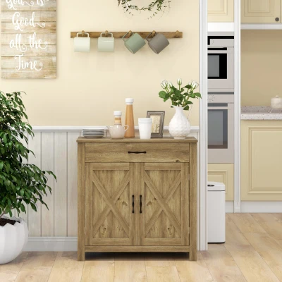 HOMCOM Credenza Cucina con Armadietto 2 Ante e Cassetto