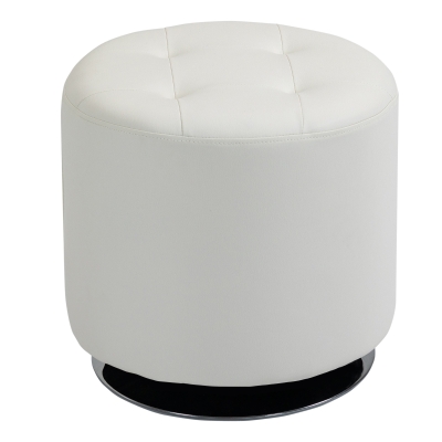 HOMCOM Repose-Pied Pivotant PU Blanc Ø45,5x44,5cm Acier