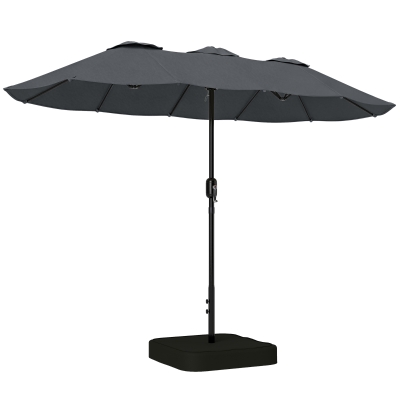 Outsunny Ombrellone Doppio con Base a Croce Sacchi Grigio Scuro