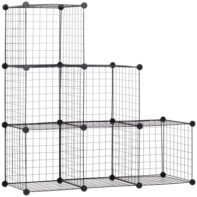 HOMCOM Estante de cubos metálica, armário de cubos ajustável para roupas, livros, brinquedos, flexível, 109L x 37B x 109H cm, preto
