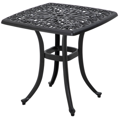 Outsunny Cast Aluminium Bistro Table Black with Umbrella Hole