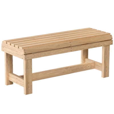 Outsunny Wooden Backless 2-Seater Patio Bench Natural Wood