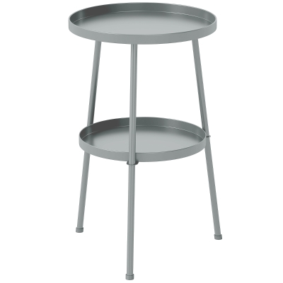 Outsunny Beistelltisch Ø36 cm, Balkontisch aus Metall Esstisch Outdoor, rund Terrassentisch für Garten Terrasse Balkon Dunkelgrau