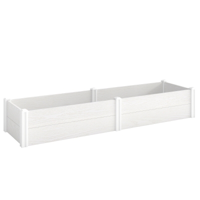 Outsunny Hochbeet Kunststoff, Steckbar Pflanzbeet mit DIY-Montage Frühbeet 197 x 54 x 33 cm Weiß