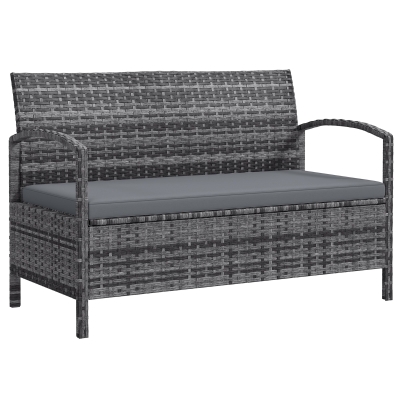 Rattan Storage Bench 123W x 66D x 82Hcm Grey