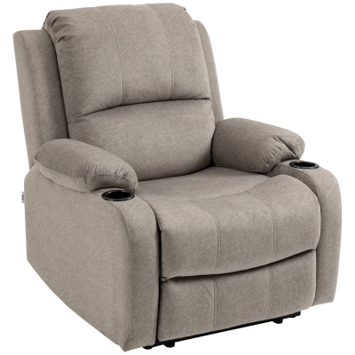 HOMCOM Microfibre Recliner Armchair with Cup Holder Brown