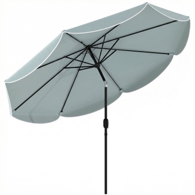 Outsunny Parasol Rond Inclinable 3 Positions Ø265cm Bleu Extérieur