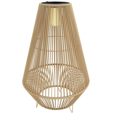 Outsunny Lampada Solare in Rattan e Acciaio 35x35x55 cm Giallo