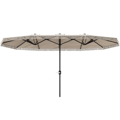 Outsunny Ombrellone Doppio 12 Stecche con Manovella Bianco Crema