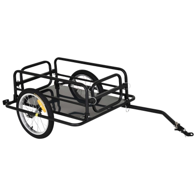 HOMCOM Carrello Bici con Pareti, Gancio e 4 Catarifrangenti Nero